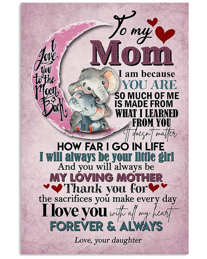 Elephant Pink Moon My Loving Mother Daughter Gift For Mom Vertical Poster