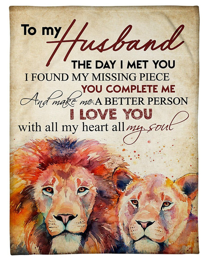 Lion Gift For Husband I Love You With All My Heart Sherpa Fleece Blanket