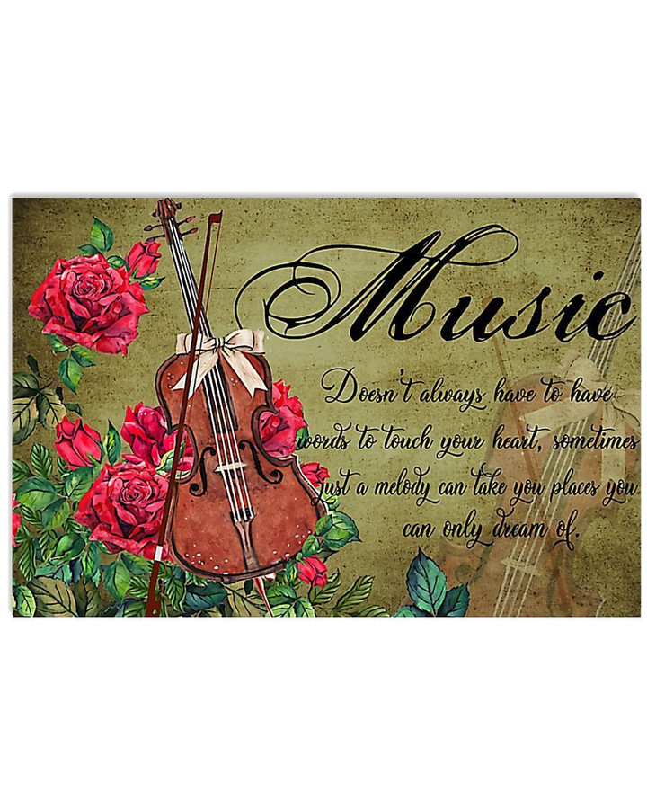 Cello In Red Rose Garden Music In My Life Horizontal Poster