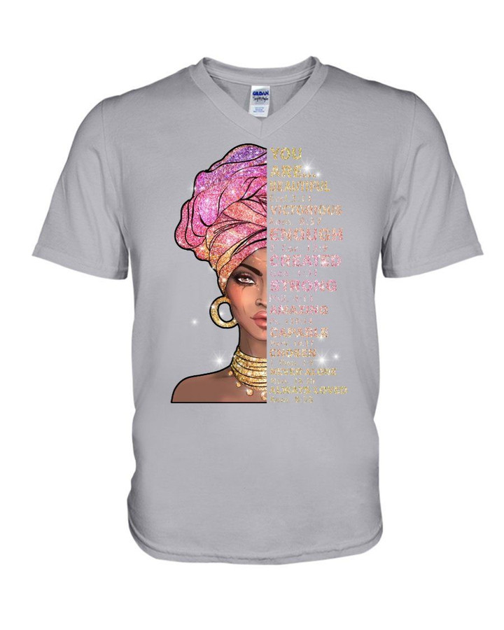 Black Woman You Are Beautiful Enough Never Alone Guys V-neck