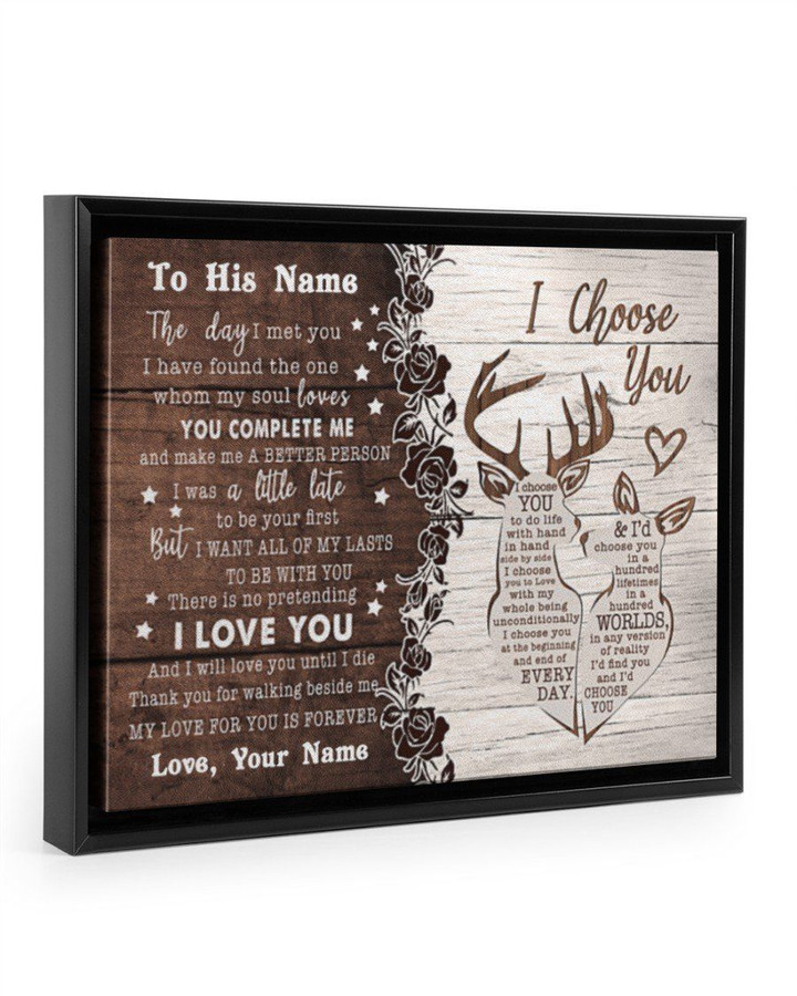 Love You More Than Anything Deer Custom Name Gift For Husband Framed Matte Canvas