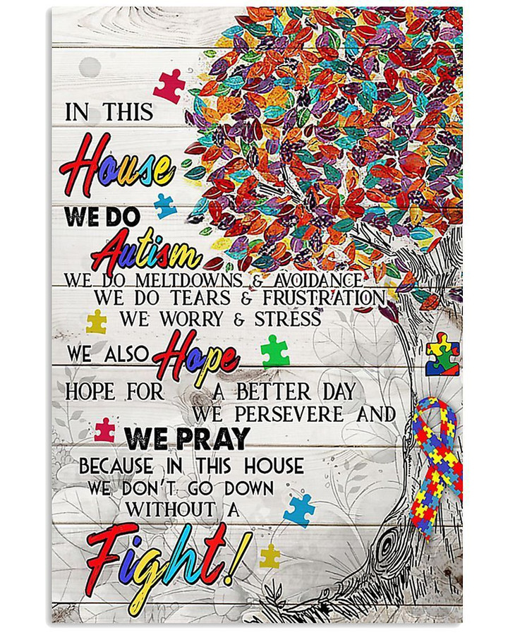 Colorful Tree In This House We Do Autism Vertical Poster