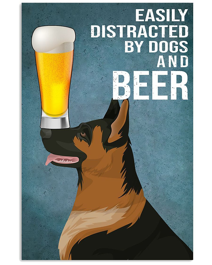 Funny German Shepherd Dogs And Beer Gift For Dog Lovers Vertical Poster