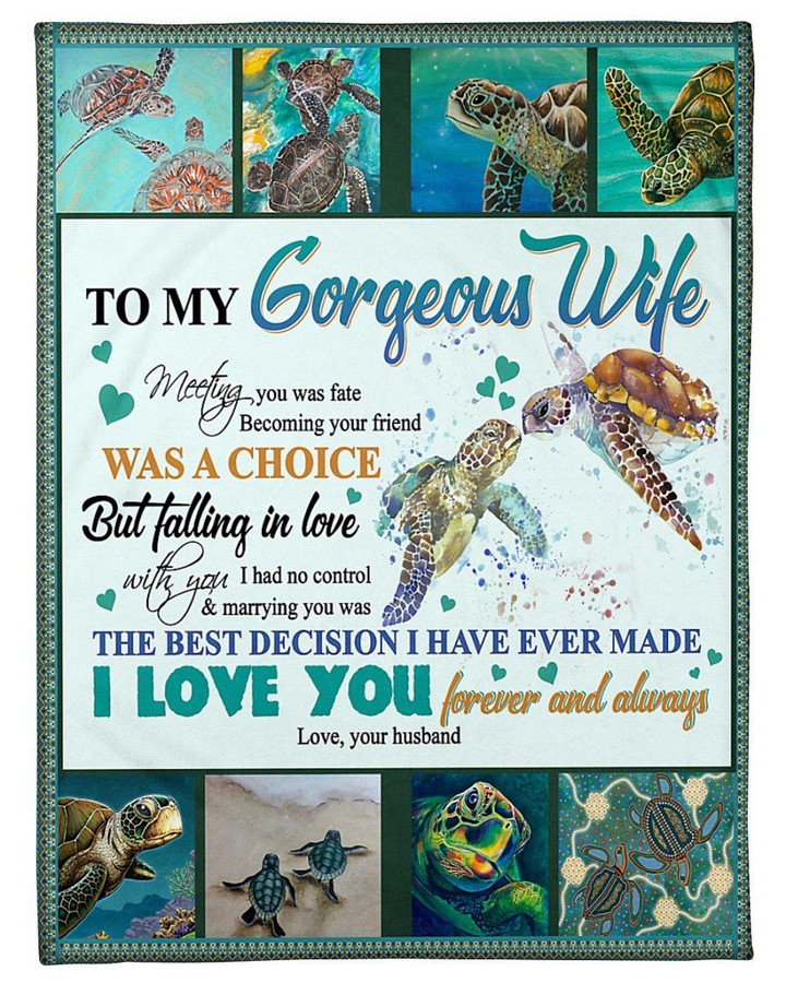 Falling In Love With You Sea Turtle Gift For Wife Sherpa Fleece Blanket
