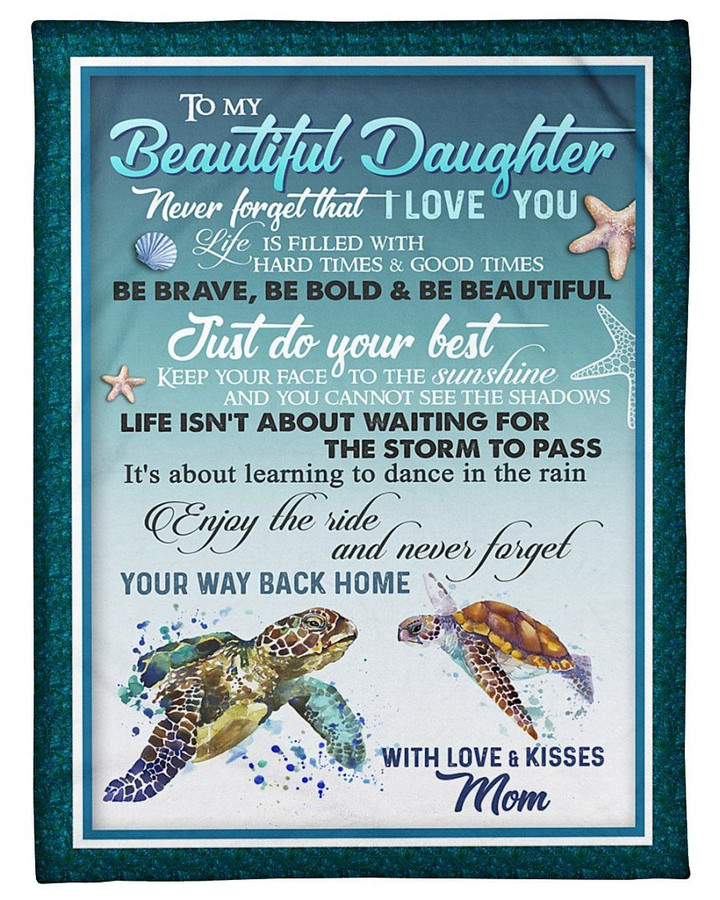 Sea Turtle Mom Gift For Daughter Just Do Your Best Sherpa Fleece Blanket
