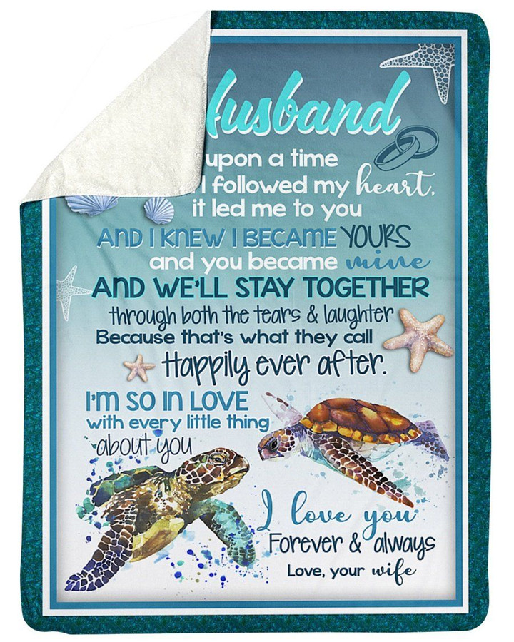 Seashell And Turtles We'll Stay Together Gift For Husband Sherpa Fleece Blanket