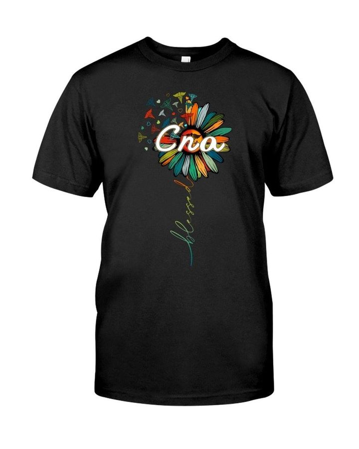 Blessed Cna Colorful Flowers Pattern Black Guys Tee