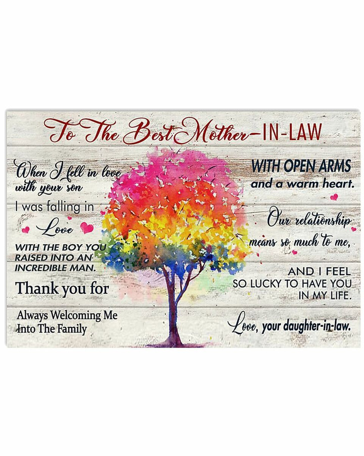 To The Best Mother In Law With Open Arms Tree Horizontal Poster