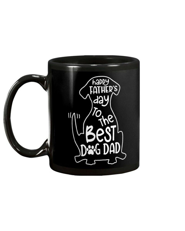 Happy Father's Day Best Dog Dad Black And White Printed Accent Mug