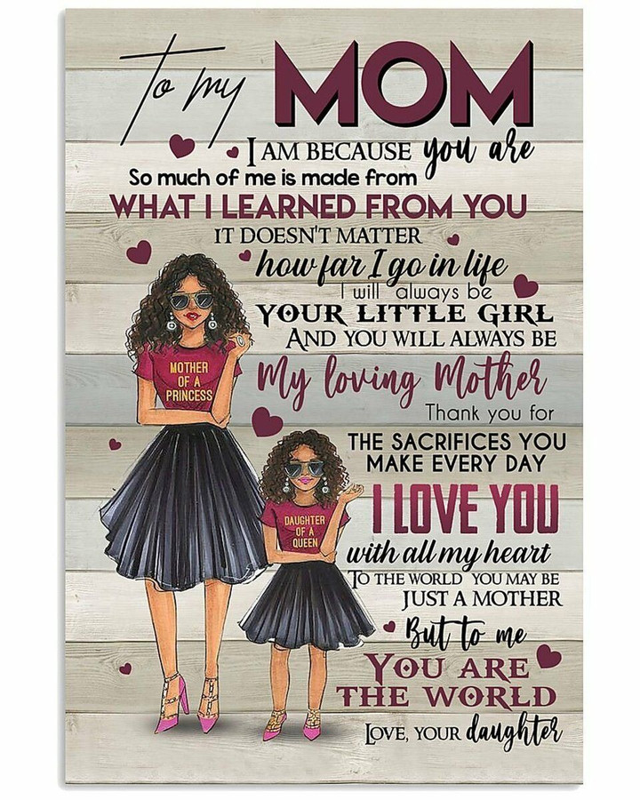 To Mom I Love You Daughter And Mom Pattern Vertical Poster