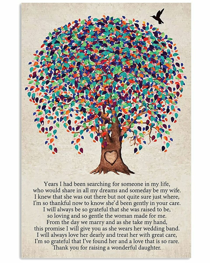 To Mother In Law Thank You For Rasing A Wonderful Daughter Tree Vertical Poster