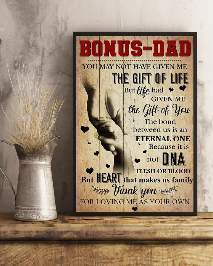 Bonus Dad Thank You For Loving Me Hands Vertical Poster