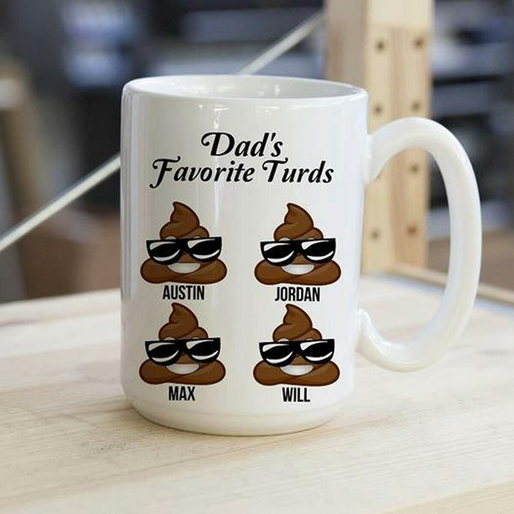 Custom Name Dad Favorite Turds Funny Pattern Printed Mug