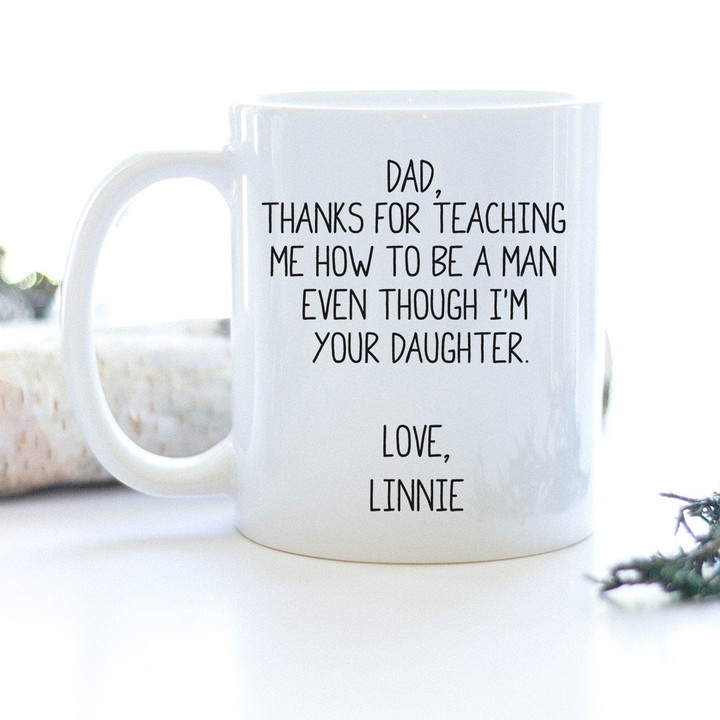 Custom Name Gift For Dad Thanks For Teaching White Printed Mug