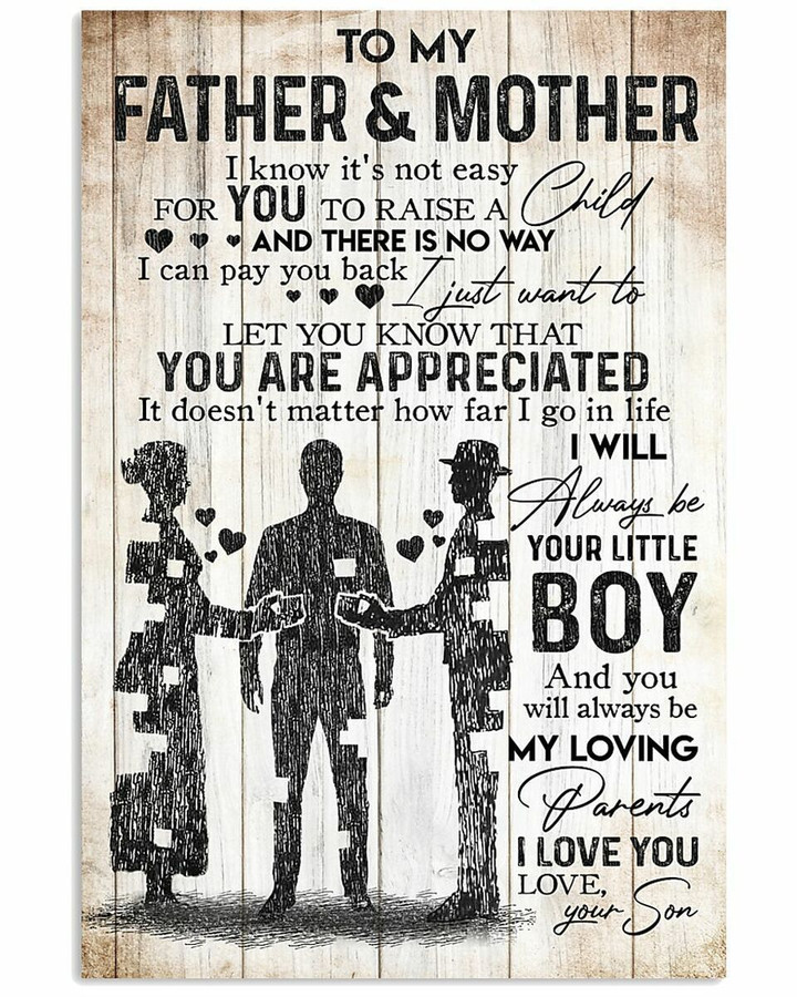 To My Father And Mother From Son Your Little Boy Vertical Poster