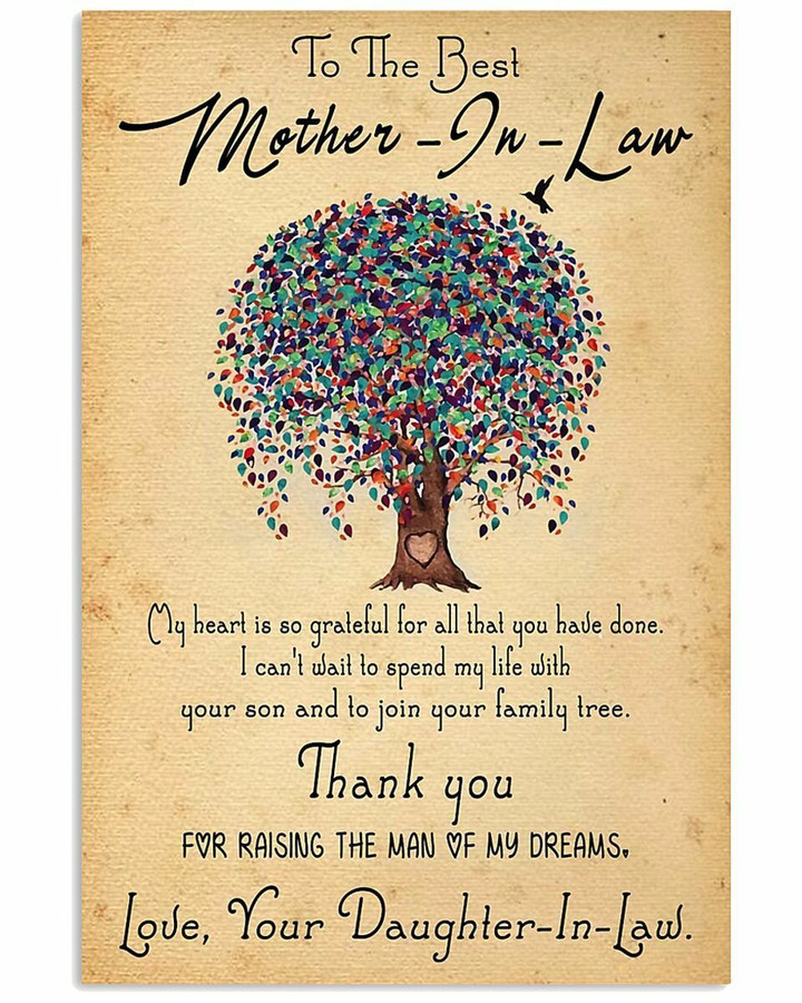 To The Best Mother In Law Thank You Colorful Tree Vertical Poster