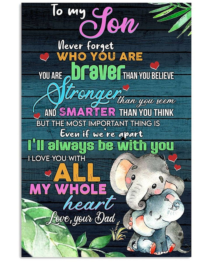 To My Son Love You From Dad Elephants Vertical Poster