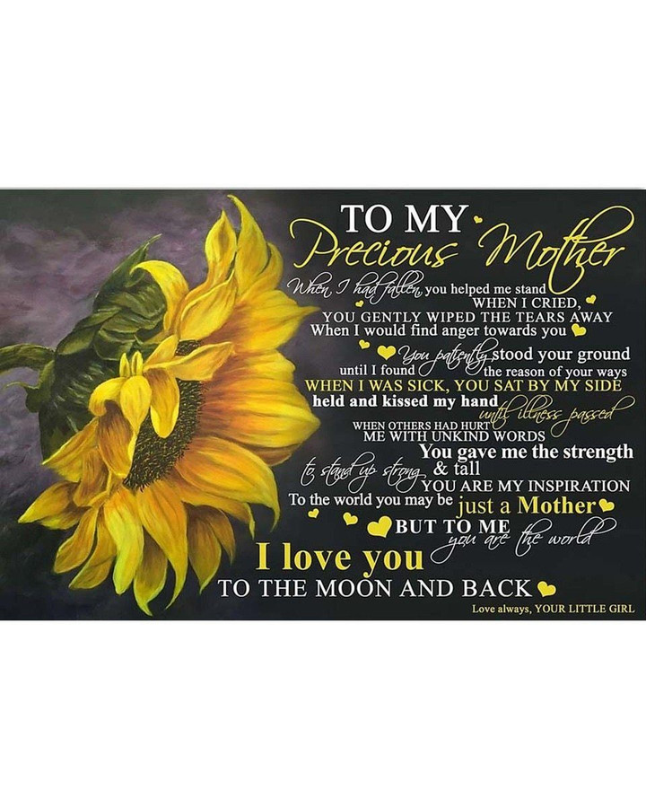 To Precious Mom From Daughter I Love You Sunflower Horizontal Poster