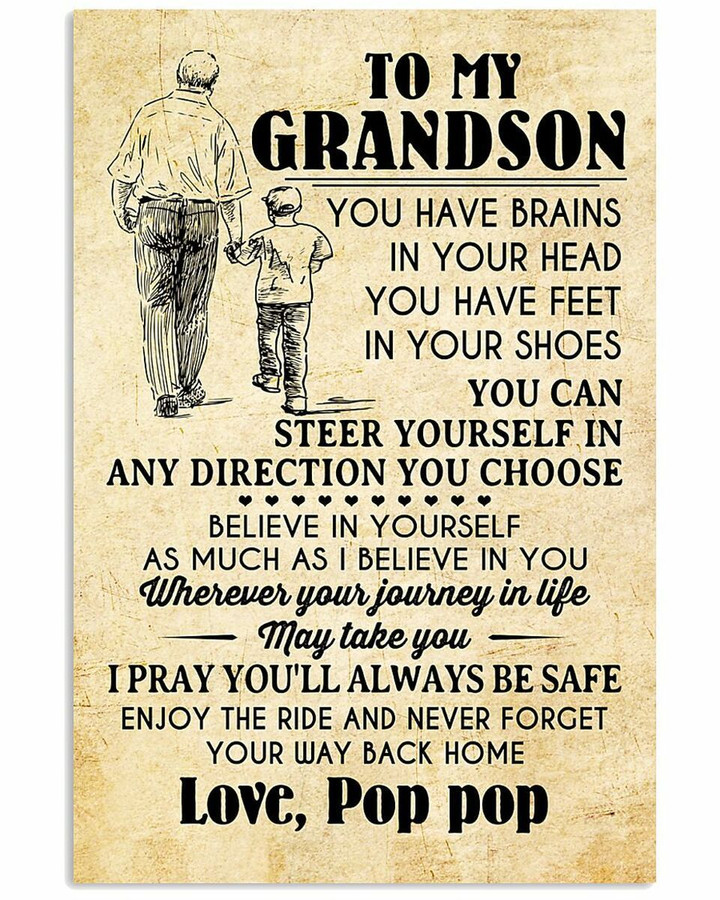 Grandpa To My Grandson I Believe In You Beige Vertical Poster