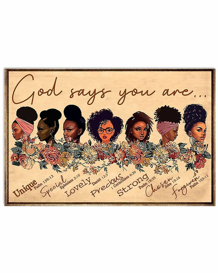 God Says You Are Girls Flowers Horizontal Poster