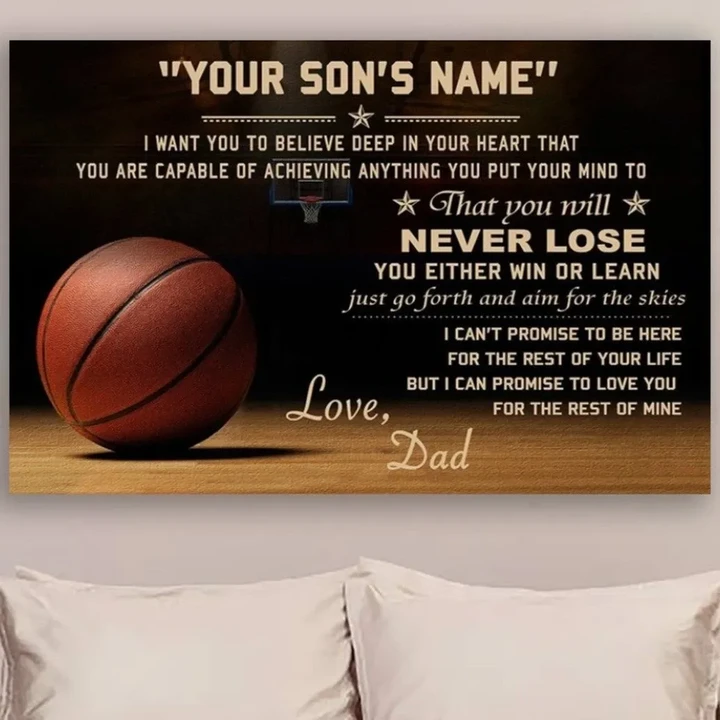 You Will Never Lose Basketball Gift For Son Custom Name Horizontal Poster