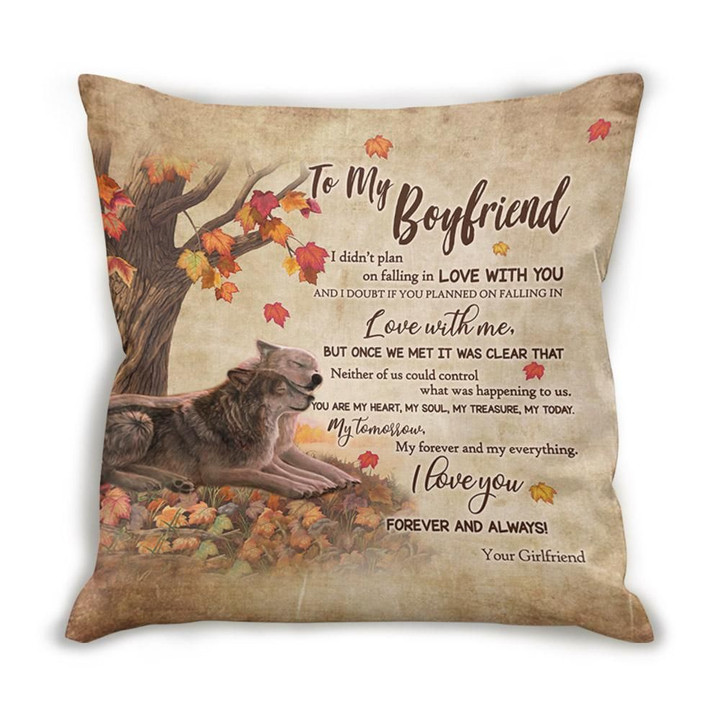 Custom Name Cushion Pillow Cover Gift For Boyfriend You‘re My Heart Awesome Wolf