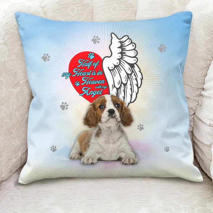 Cushion Pillow Cover Gift For Dog Lovers Cavalier King Charles Spaniel Half Heart