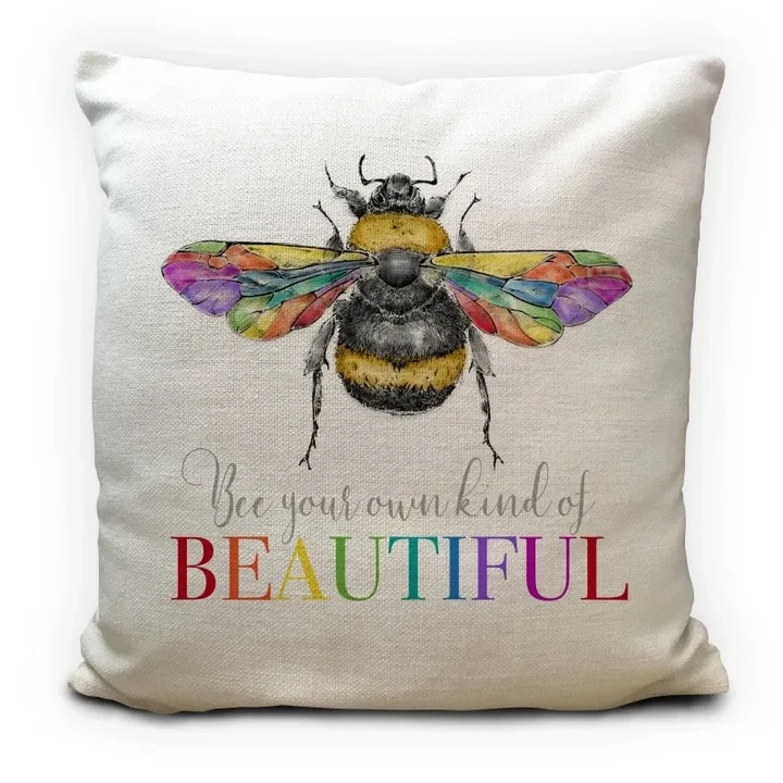 Rainbow Bee Beautiful Lgbtq Printed Cushion Pillow Cover