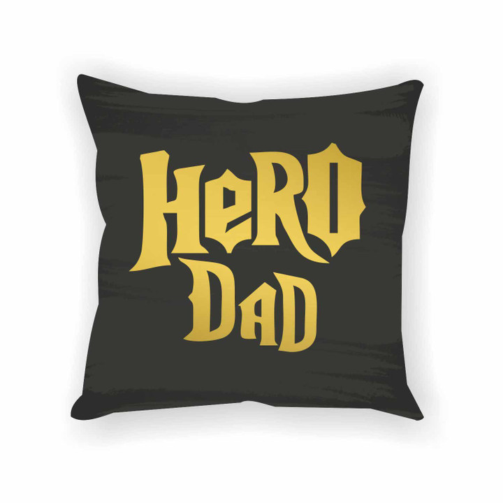 Hero Dad Yellow And Black Printed Cushion Pillow Cover