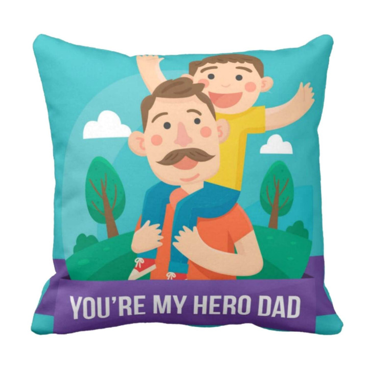 Dad You Are My Hero Cartoon Gift For Daddy Printed Cushion Pillow Cover
