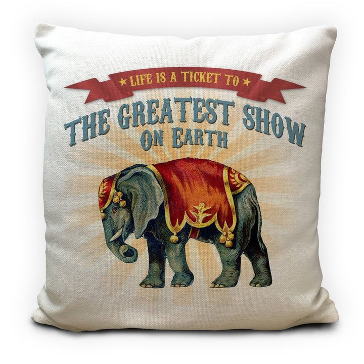 Greatest Show On Earth Vintage Victorian Circus Elephant Printed Cushion Pillow Cover