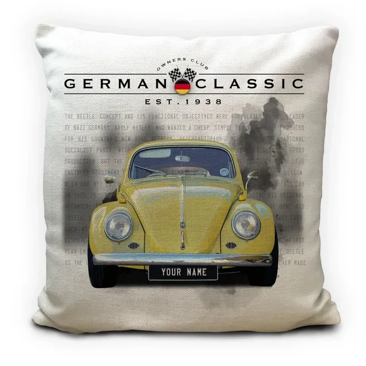 Custom Name Beetle Mk1 German Classic Car Printed Cushion Pillow Cover