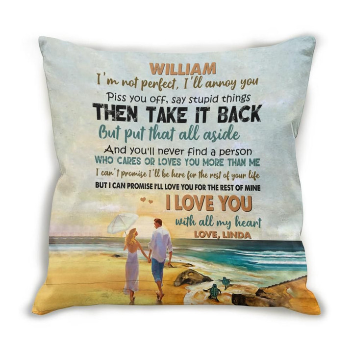 Gift For Husband Printed Cushion Pillow Cover Custom Name With All My Heart