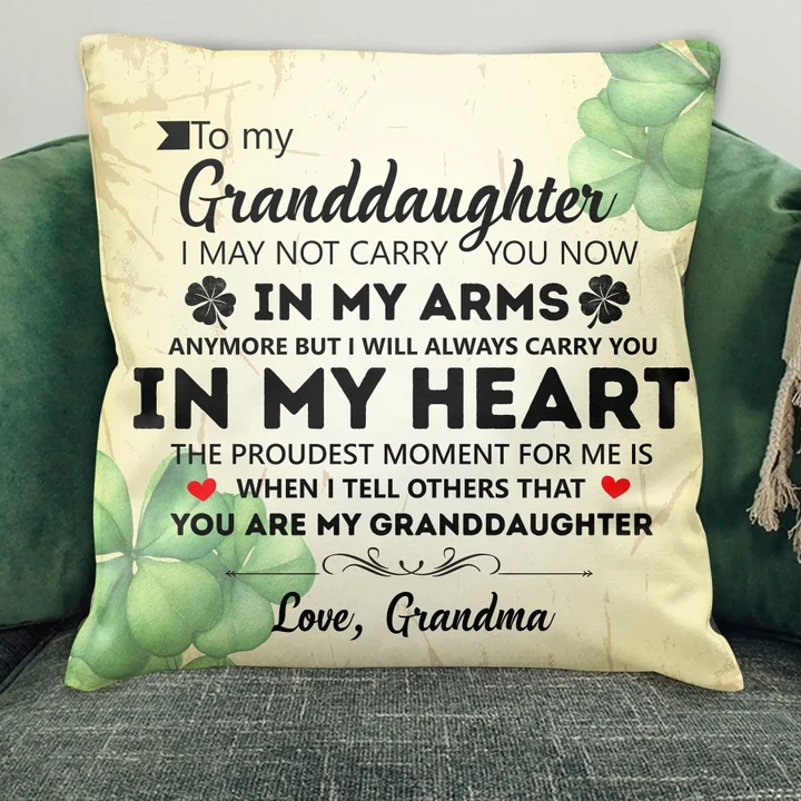 Cushion Pillow Cover Grandma Gift For Granddaughter Carry You In My Heart