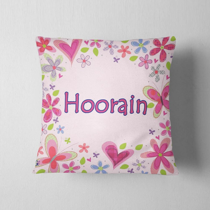 Floral Pink Custom Name Printed Cushion Pillow Cover