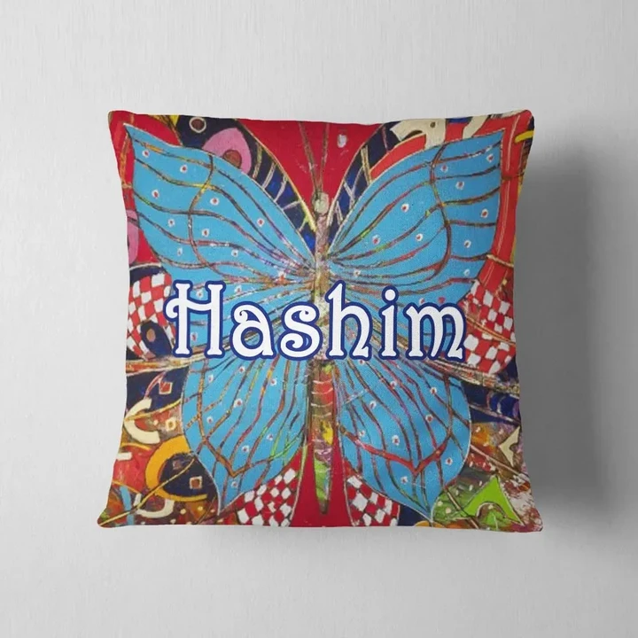 Butterfly Art Custom Name Printed Cushion Pillow Cover