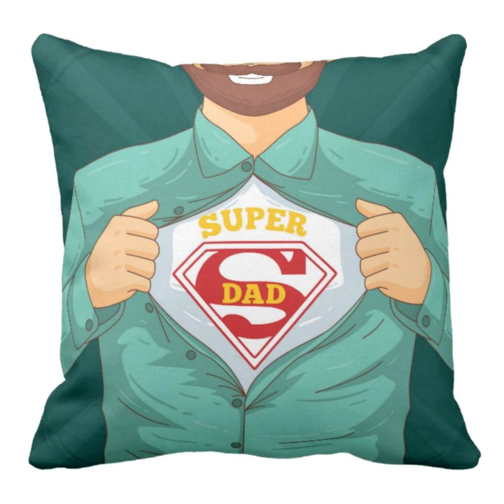 Super Dad In My Heart Gift For Daddy Printed Cushion Pillow Cover