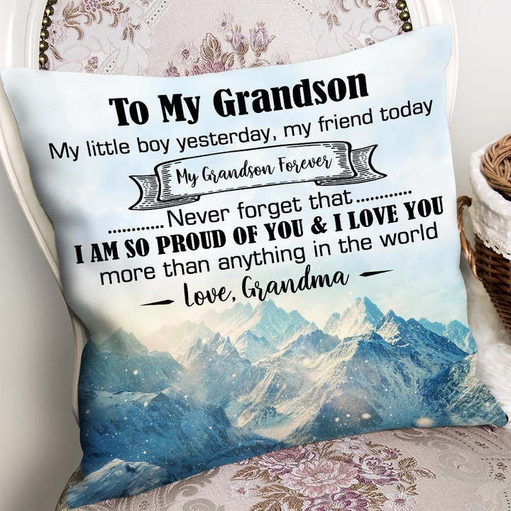 Cushion Pillow Cover Grandma Gift For Grandson I'm So Proud Of Snowy Mountain
