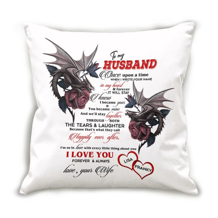 Dragon Couple Happily Ever After Gift For Husband Printed Cushion Pillow Cover