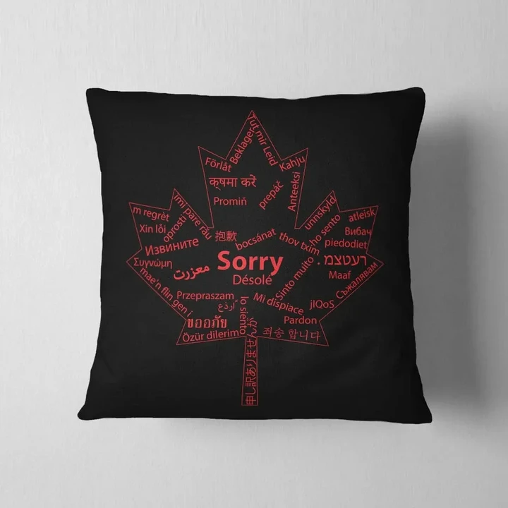 Sorry Multiple Languages Maple Leaf Cushion Pillow Cover Gift