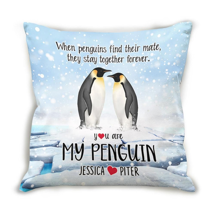 Custom Name Cushion Pillow Cover Gift You Are My Penguin