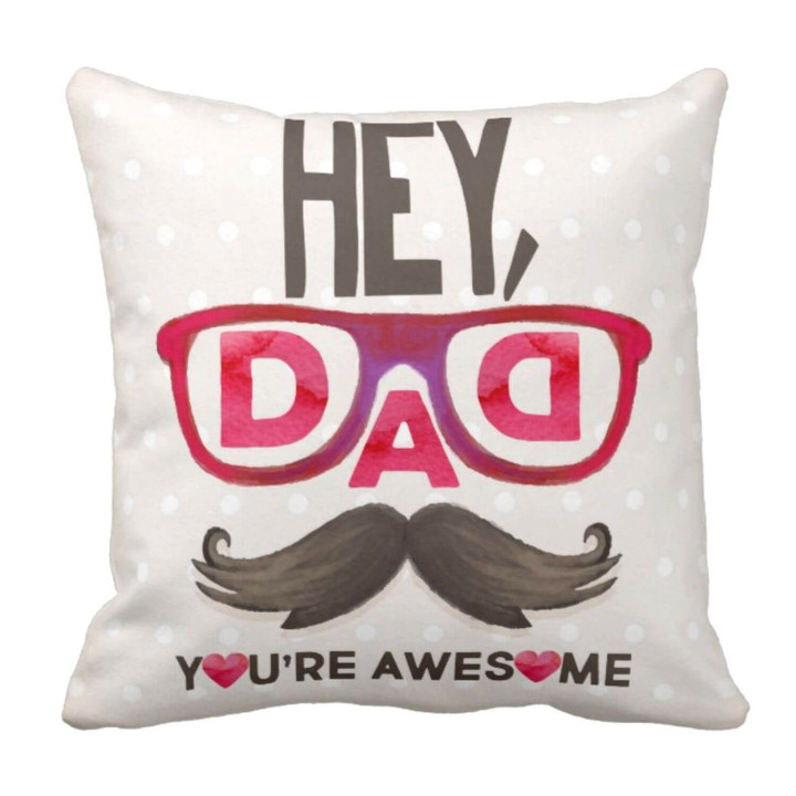 Moustache Awesome Dad Gift For Daddy Printed Cushion Pillow Cover