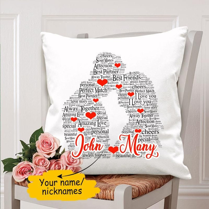 Custom Name Couple Word Art Gift Printed Cushion Pillow Cover