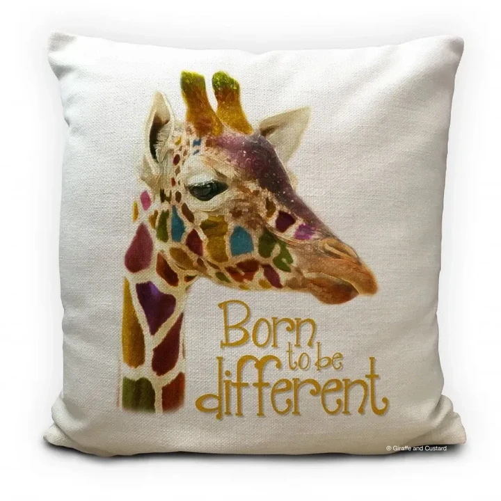 Giraffe Multicoloured Giraffe Artwork Born Different Printed Cushion Pillow Cover