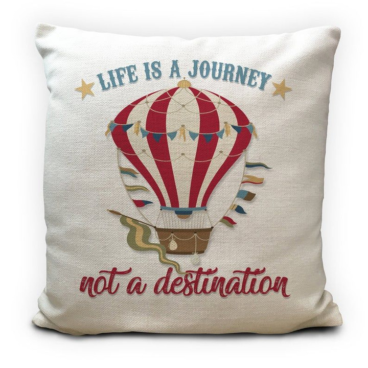 Life Is A Journey Vintage Hot Air Balloon Printed Cushion Pillow Cover