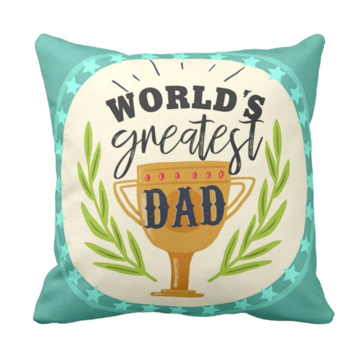 Worlds Greatest Dad Trophy Gift For Daddy Printed Cushion Pillow Cover