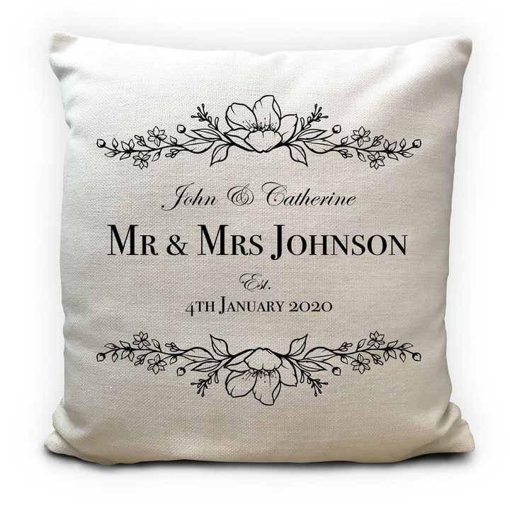 Custom Name Wedding Anniversary Gift Mr And Mrs Printed Cushion Pillow Cover