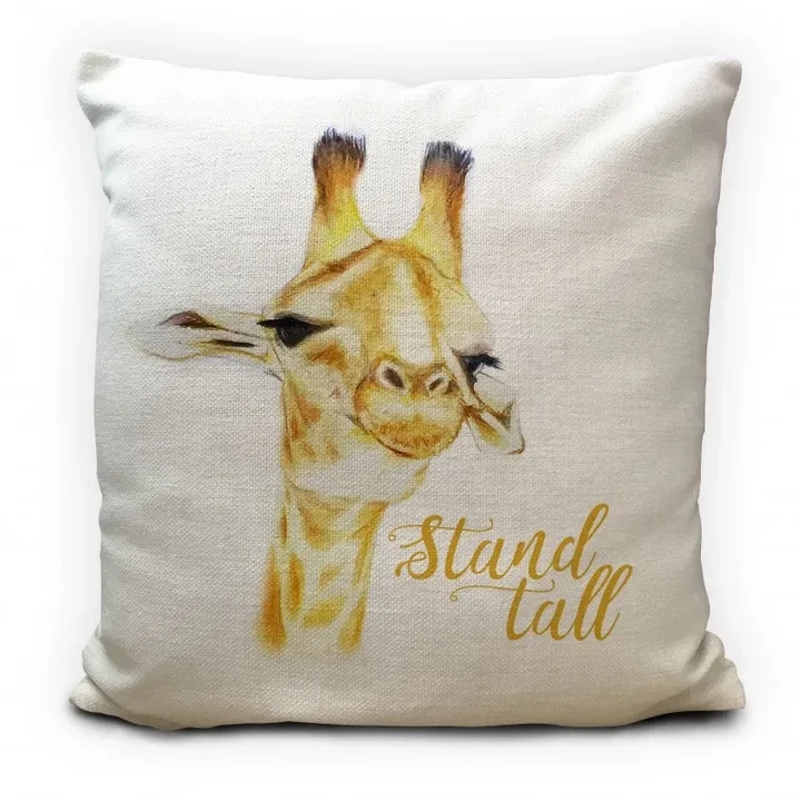 Giraffe Stand Tall Phrase Printed Cushion Pillow Cover