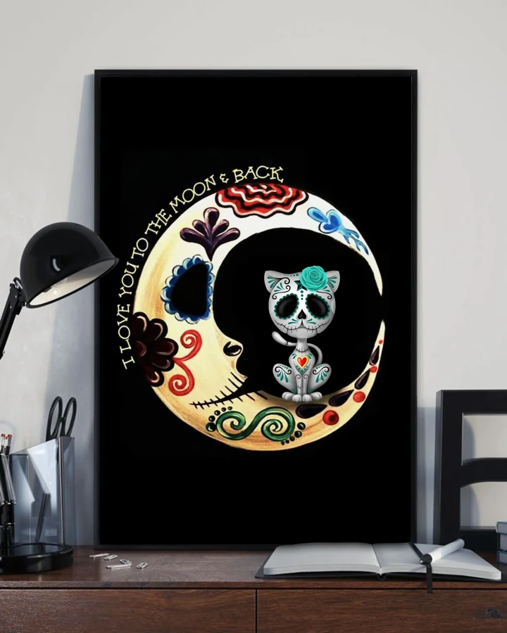 Day Of Dead Love You To The Moon Matte Canvas Cat