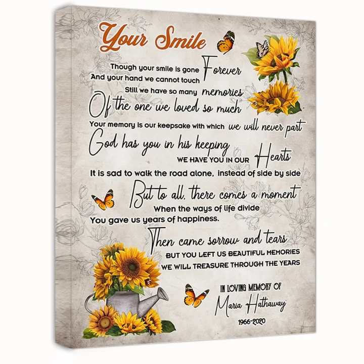 Your Smile Sunflower And Butterflies Matte Canvas Gift For Daddy
